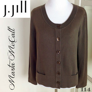 NWT J Jill Brown SP Cotton Sweater Jacket Casual